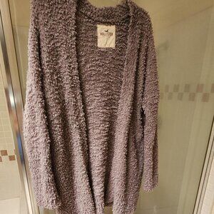 Hollister Long Open Cardigan Tan Color Sweater Size L